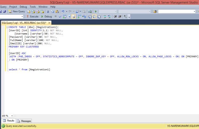 Create Registration Table